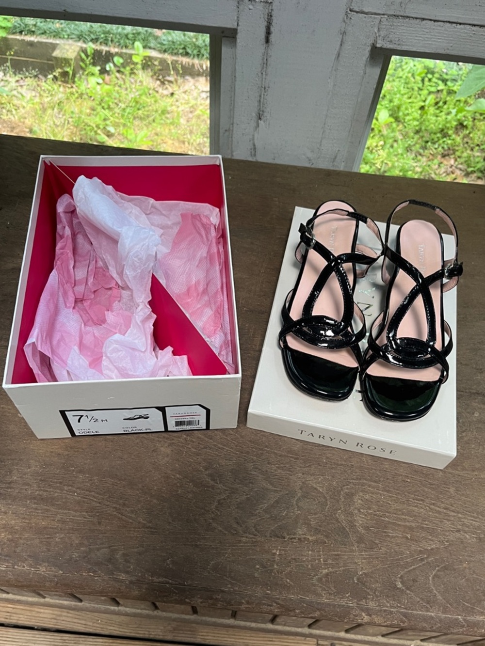 Taryn Rose Black Patent Strappy Sandal - Women's